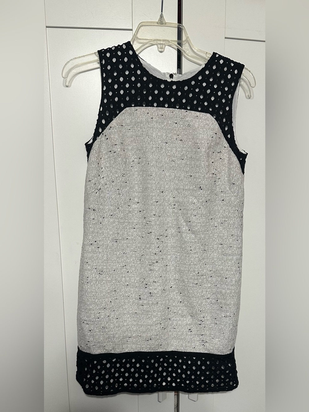 Ann Taylor Black-and-White Eyelet Detail Sleeveless Dress